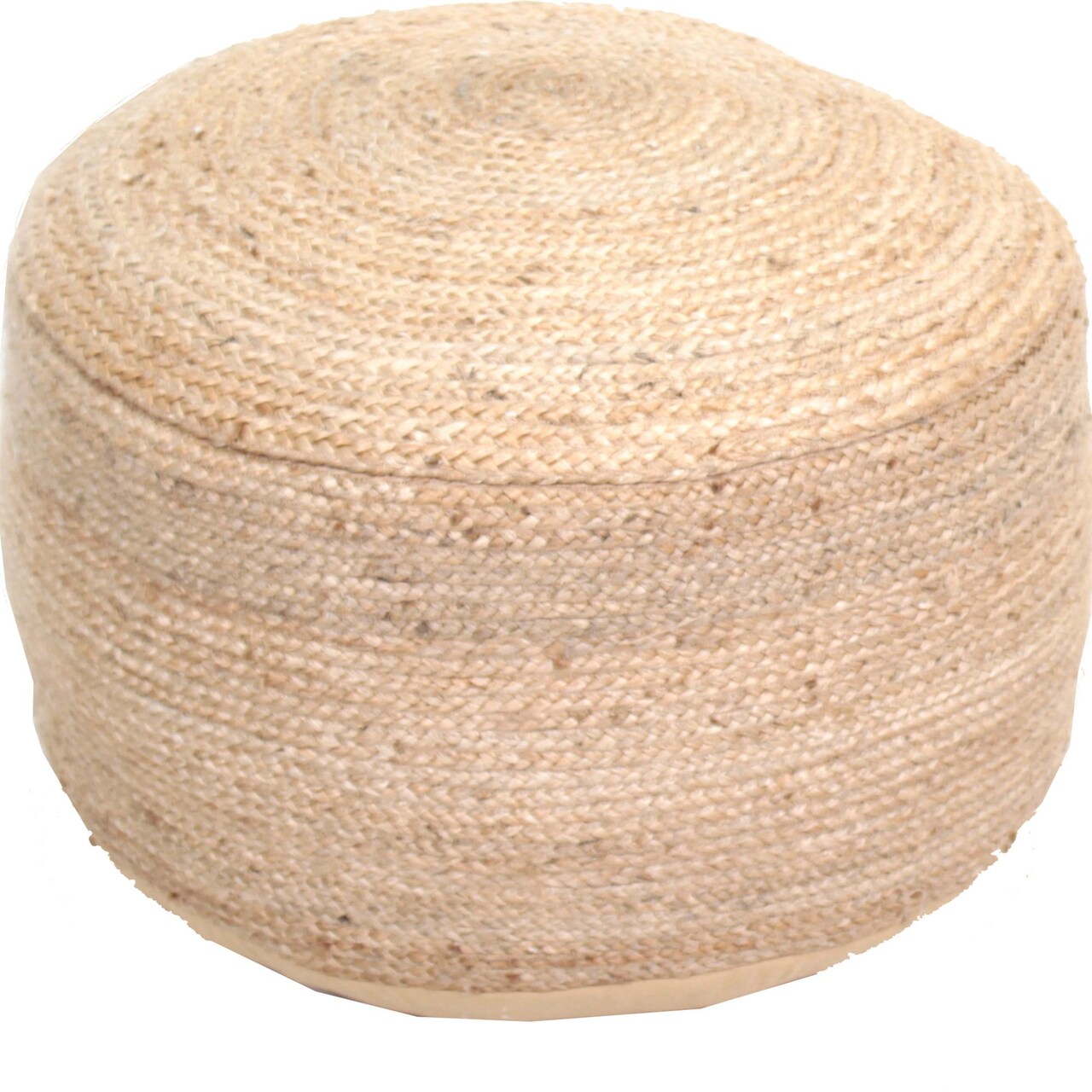 Signature Home Collection 24&#x22; Beige Traditional Braided Round Pouf Ottoman